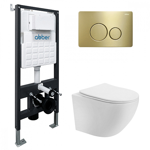 Комплект: Унитаз, Инсталляция, Кнопка смыва Abber BEQUEM AC1100T-AC0105-AC0121MMG Комплект: Унитаз, Инсталляция, Кнопка смыва Abber BEQUEM AC1100T-AC0105-AC0121MMG
