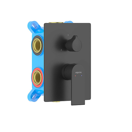 Смеситель Aquatek AQ1447MB Лира для ванны, 3 режима (внешняя и скрытая часть), черный матовый Смеситель Aquatek AQ1447MB Лира для ванны, 3 режима (внешняя и скрытая часть), черный матовый