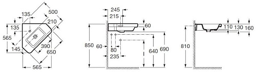 Раковина угловая Roca Dama 32778C000 купить недорого в интернет-магазине Керамос