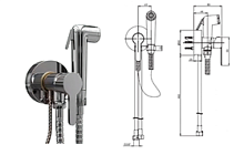 Сет 2042 92CR304KM_Paini Aosta Комплект: Гигиенический душ, смеситель ВНЕШНЕЕ ПОДКЛЮЧЕНИЕ К ВОДЕ, шланг, держатель, хром