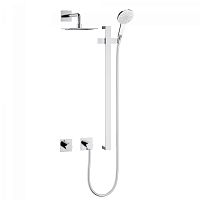 Душевой комплект 10 Keuco 59605010002 IXMO: термостатический смеситель на 2 потребителя, с квадратными розетками, хром