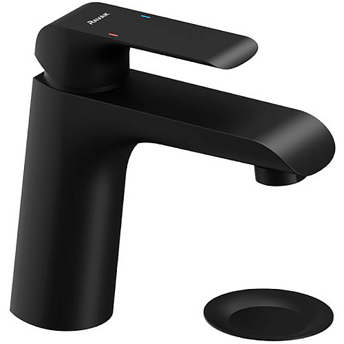 Смеситель Ravak X070172 Flat для раковины, с донным клапаном, черный Смеситель Ravak X070172 Flat для раковины, с донным клапаном, черный