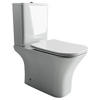 Унитаз Ceramica Nova CN9002 Alfa Rimless напольный с бачком, 34х65 см, глубокий смыв, с ультра тонкой крышкой-сиденьем, белый