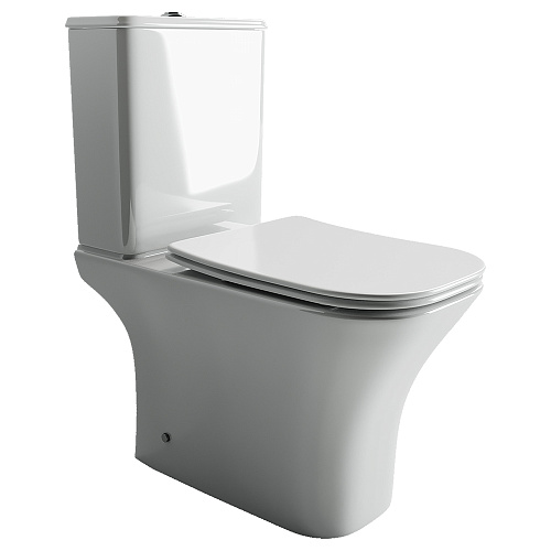 Унитаз Ceramica Nova CN9002 Alfa Rimless напольный с бачком, 34х65 см, глубокий смыв, с ультра тонкой крышкой-сиденьем, белый