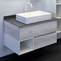 Тумба Comforty 00-00006957 Прага подвесная 90х52 см, с раковиной 78189, дуб белый/светло-серый