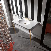 Раковина консоль Kerasan 1049 K1 Retro, 100 х 55см, с 1 отв. под смеситель, цвет белый, ноги (арт.736091) в комплекте: золото (упаковка-2 коробки)