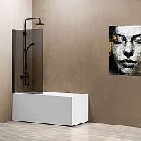 Шторка на ванну Vincea VSB-1180CGB, 80х140 см, профиль черный/стекло тонированное