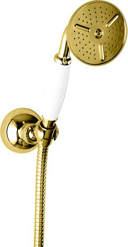 Ручной душ Cezares CZR-KD-03,24-Bi со шлангом 150см и держателем, исполнение золото, ручка белая D-75 mm