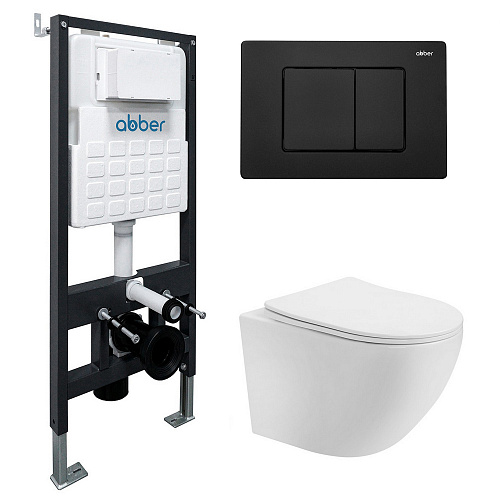 Инсталляция с подвесным унитазом Abber BEQUEM AC1100T-AC0105-AC0120MB
