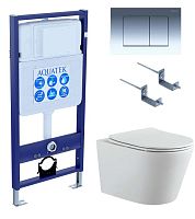Комплект Aquatek SET Вега-010 4 в 1: рама Standard INS-0000012 + крепеж KKI-0000002 + кнопка KDI-0000010 + унитаз AQ1905-00 с крышкой-сиденьем Soft-close, белый