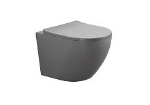 Унитаз Aquatek AQ1901-MG Европа безободковый 52.5х36 см, тонкое сиденье с механизмом плавного закрывания, серый матовый