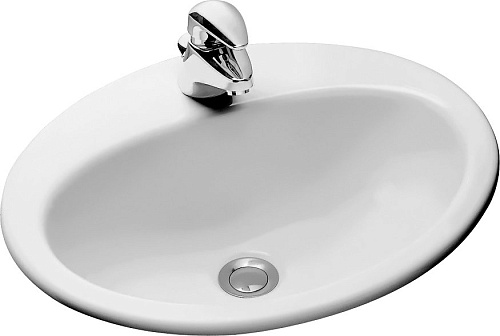 Раковина Jacob Delafon E1358-00 Ovale Dessus встраиваемая 50х42 см, белая Раковина Jacob Delafon E1358-00 Ovale Dessus встраиваемая 50х42 см, белая