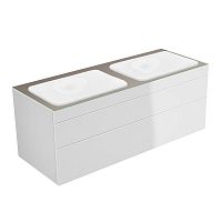 Тумба Keuco 31574820000 Edition 400 под умывальник 140х53.5 см, белый глянцевый/стекло глянцевое трюфель