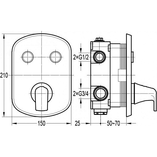 Смеситель термостатический для душа Cezares GLOBO GLOBO-F-VDIM2-TB-01 Смеситель термостатический для душа Cezares GLOBO GLOBO-F-VDIM2-TB-01