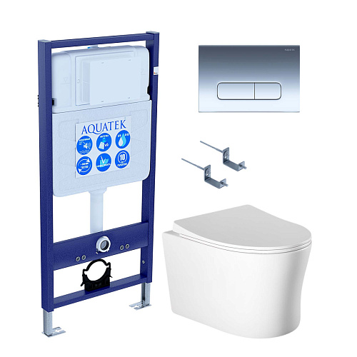 Инсталляция с подвесным унитазом Aquatek Ника SET AQUATEK НИКА-017 4в1 Инсталляция с подвесным унитазом Aquatek Ника SET AQUATEK НИКА-017 4в1