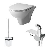 Комплект AM.PM CK90H0203W Gem: унитаз подвесной с гигиеническим душем, белый/хром/черный