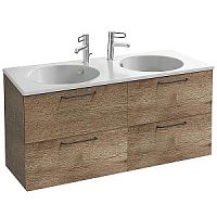 Комплект Jacob Delafon EXAS112-Z-00+EB2526-R9-E52 Odeon RG: раковина-столешница 140 см + мебель для раковины-столешницы, 140 см, черная ручка/дуб табак