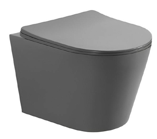 Унитаз Aquatek AQ1905-MG Вега безободковый 52.5х36 см, тонкое сиденье с механизмом плавного закрывания, серый матовый Унитаз Aquatek AQ1905-MG Вега безободковый 52.5х36 см, тонкое сиденье с механизмом плавного закрывания, серый матовый