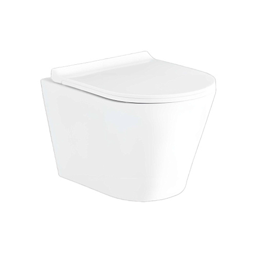 Унитаз Aquatek AQ1910-00 Альфа безободковый 52х37 см, тонкое сиденье с механизмом плавного закрывания, белый Унитаз Aquatek AQ1910-00 Альфа безободковый 52х37 см, тонкое сиденье с механизмом плавного закрывания, белый