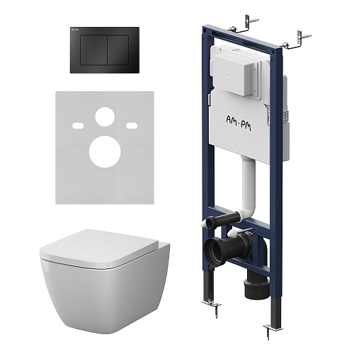 Комплект: Унитаз, Инсталляция, Кнопка смыва AM.PM GEM IS130238.901901 Комплект: Унитаз, Инсталляция, Кнопка смыва AM.PM GEM IS130238.901901