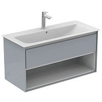 Тумба Ideal Standard E0828EQ Connect Air для раковины 100х44 см, подвесная, Glossy Light Grey + Matt White (светло-серый глянцевый + белый матовый) Тумба Ideal Standard E0828EQ Connect Air для раковины 100х44 см, подвесная, Glossy Light Grey + Matt White (светло-серый глянцевый + белый матовый)