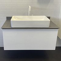 Тумба Comforty 00-00003825 Милан подвесная 55х52 см, с раковиной 78189, черно-белая