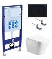 Комплект Aquatek SET Амадео cm-012 4 в 1: рама Standard INS-0000012 + крепеж KKI-0000002 + кнопка KDI-0000012 + унитаз AQ1180-00 с крышкой-сиденьем Soft-close, белый