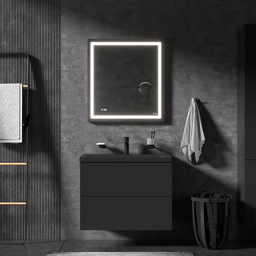 Комплект AM.PM BK90GN Gem: мебель для ванной 75 см, со смесителем и аксессуарами, черный