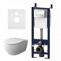 Комплект AM.PM IS30201.111700 Awe: подвесной унитаз с сиденьем микролифт + инсталляция + клавиша, белый