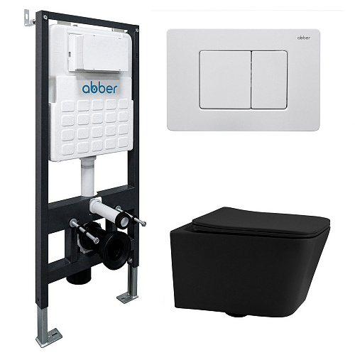 Инсталляция с подвесным унитазом Abber Rechteck AC1201MB-AC0105-AC0120MW
