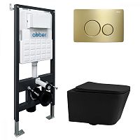 Комплект: Унитаз, Инсталляция, Кнопка смыва Abber Rechteck AC1201MB-AC0105-AC0121MMG Комплект: Унитаз, Инсталляция, Кнопка смыва Abber Rechteck AC1201MB-AC0105-AC0121MMG