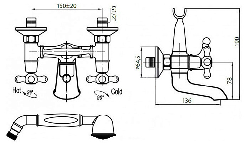 Смеситель для ванны/душа Cezares RETRO CEZARES RETRO-VD-BODY-02 Смеситель для ванны/душа Cezares RETRO CEZARES RETRO-VD-BODY-02
