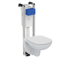 Комплект 3 в 1 Ideal Standard W440101 Prosys Tempo: подвесной унитаз + крышка-сиденье + инсталляция для монтажа, белый Комплект 3 в 1 Ideal Standard W440101 Prosys Tempo: подвесной унитаз + крышка-сиденье + инсталляция для монтажа, белый