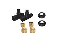 Комплект фитингов Aquatek AQ 2020BL для нижнего подключения водяных полотенцесушителей, черный муар