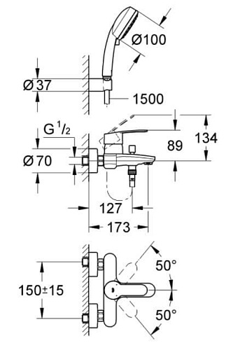 Смеситель для ванны Grohe Eurostyle 33592002