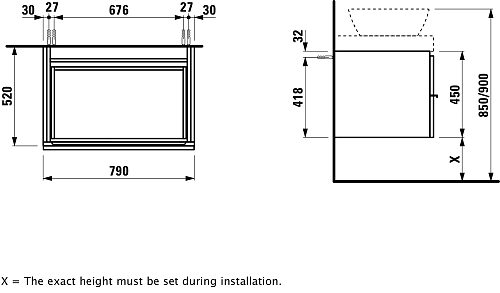 Тумба подвесная Laufen Case 4.0522.4.075.463.1