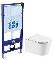 Комплект Aquatek SET Оберон T: рама Standard INS-0000012 (без клавиши и крепежа) + унитаз AQ1365T-00 с тонким сиденьем Soft-close, белый
