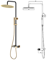 Сет № 1854 128-BG.2_Boheme Stick BLACK TOUCH Gold  Стойка для душа