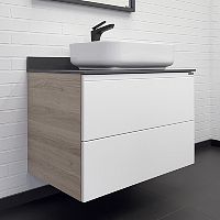 Тумба Comforty 00-00014814 Таллин подвесная 80х52 см, со столешницей/раковиной T-Y9378, дуб натуральный/графит Тумба Comforty 00-00014814 Таллин подвесная 80х52 см, со столешницей/раковиной T-Y9378, дуб натуральный/графит