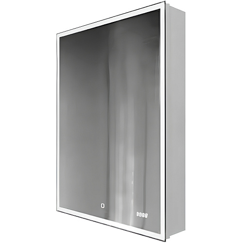 Зеркало-шкаф Jorno Sli.03.60/W Slide 60х80 см, с подсветкой и часами, белый купить недорого в интернет-магазине Керамос