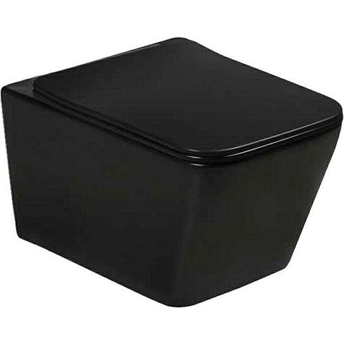 Унитаз подвесной Sole CUB11SC2MB Cube с крышкой Soft-close, 36х52 см, черный