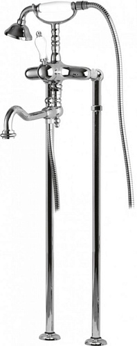 Смеситель Cezares VENEZIA-VDP2-03/24-Bi для ванны напольный, с поворотным изливом и ручным душем, золото