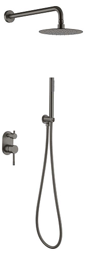 Душевая система Boheme 464-GM Uno встраиваемая, с верхним и ручным душем, вороная сталь