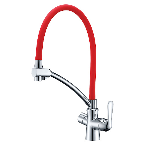 Смеситель Lemark LM3070C-Red Comfort для кухни, с подключением к фильтру с питьевой водой, хром,красный