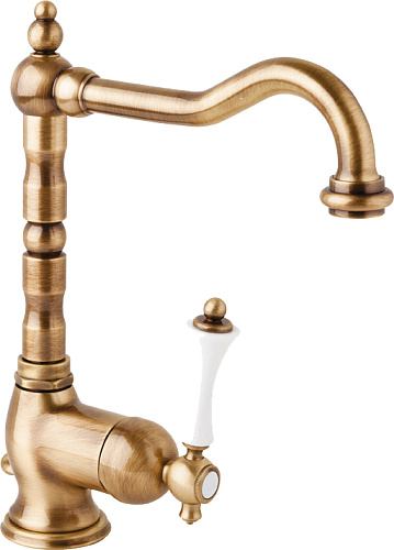 Смеситель Cezares MARGOT-LSM2-02-Bi для раковины, с донным клапаном, бронза,ручка белая