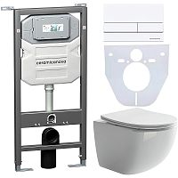 Сет 4 в 1 Ceramica Nova CN3009_1002W_1000: унитаз подвесной Forma Rimless + система инсталляции Envision + кнопка смыва Flat, белый Сет 4 в 1 Ceramica Nova CN3009_1002W_1000: унитаз подвесной Forma Rimless + система инсталляции Envision + кнопка смыва Flat, белый