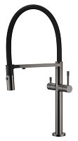 Смеситель для кухни Boheme UNO 115-GM GUN METALL c краном для питьевой воды