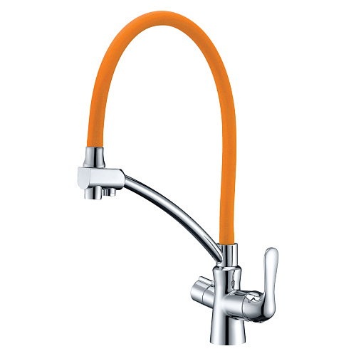 Смеситель Lemark LM3070C-Orange Comfort для кухни, с подключением к фильтру с питьевой водой, хром,оранжевый