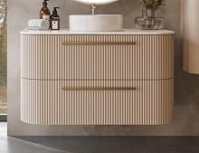 Тумба Creavit RY0100.42.PU+RY100.00.KW Rayas с раковиной 100х55 см, с гранитной столешницой, пудра