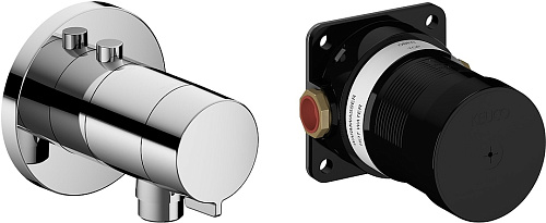 Комплект Keuco 59554010021 Ixmo_solo: смеситель с термостатом с выводом для шланга (59554 010001) и встраиваемая часть (59554 000170), хром